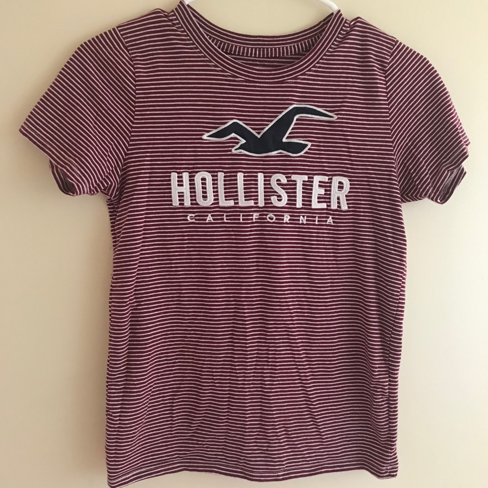 Hollister logo striped t- shirt